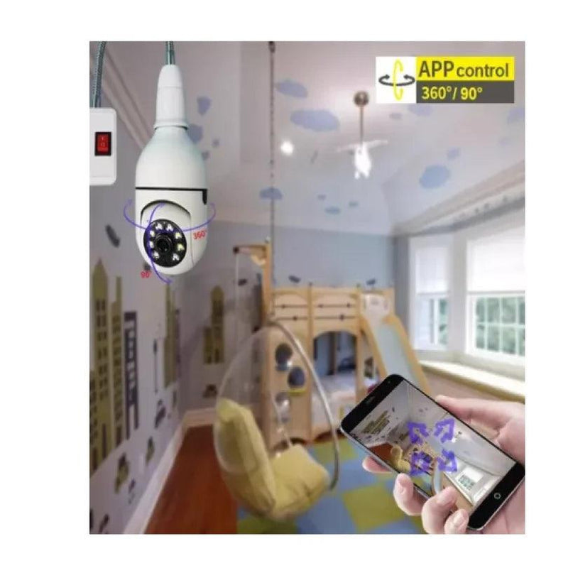 Câmera de Segurança WiFi 360º com Formato de Lâmpada