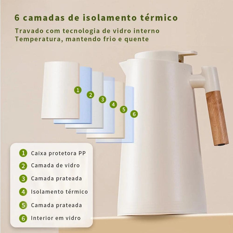 Garrafa térmica aço inoxidável 1L.